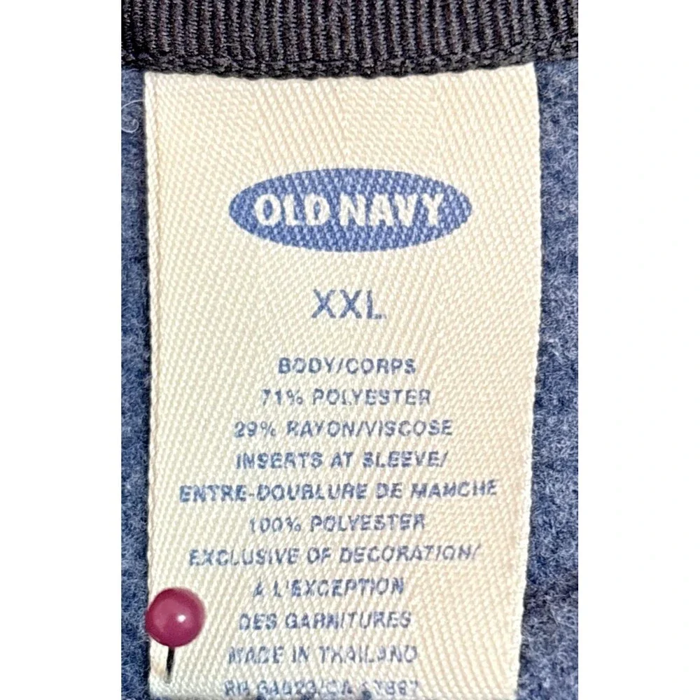 Old Navy Mens High Neck 1/4 Zip Fleece XXL Arm Strips Gray Long Sleeve 2 Pockets